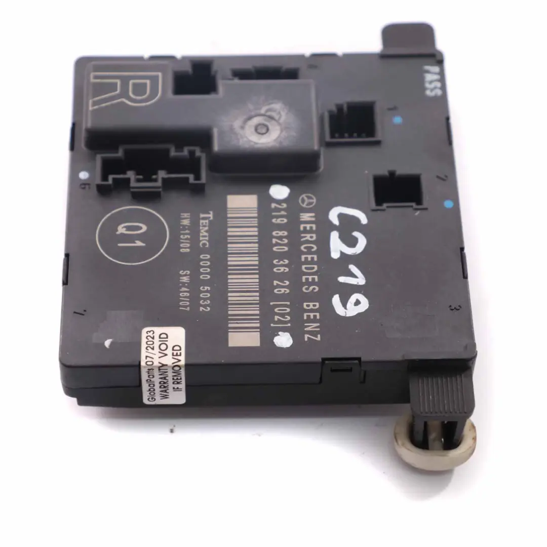 W219 Modulo porta posteriore destra Unità di controllo per Mercedes CLS con numero di parte A2198203626 Mercedes CLS W219 Modulo porta posteriore destra Unità di controllo - SKU A2198203626 - Numero di parte A2198203626