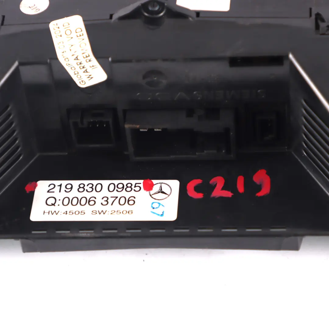 Mercedes C219 Panel Sterowania Dmuchawy Klimatyzacji - SKU A2198300985 - Numer Części A2198303285
