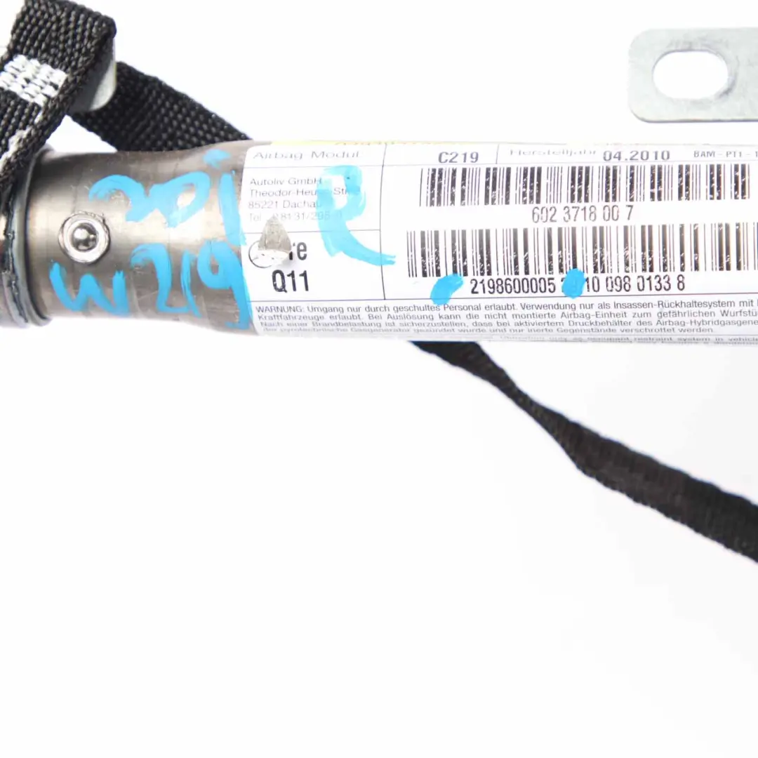 Mercedes CLS W219 Head Airbag Air Bag Roof Curtain Right O/S - SKU A2198600005 - Part number A2198600005