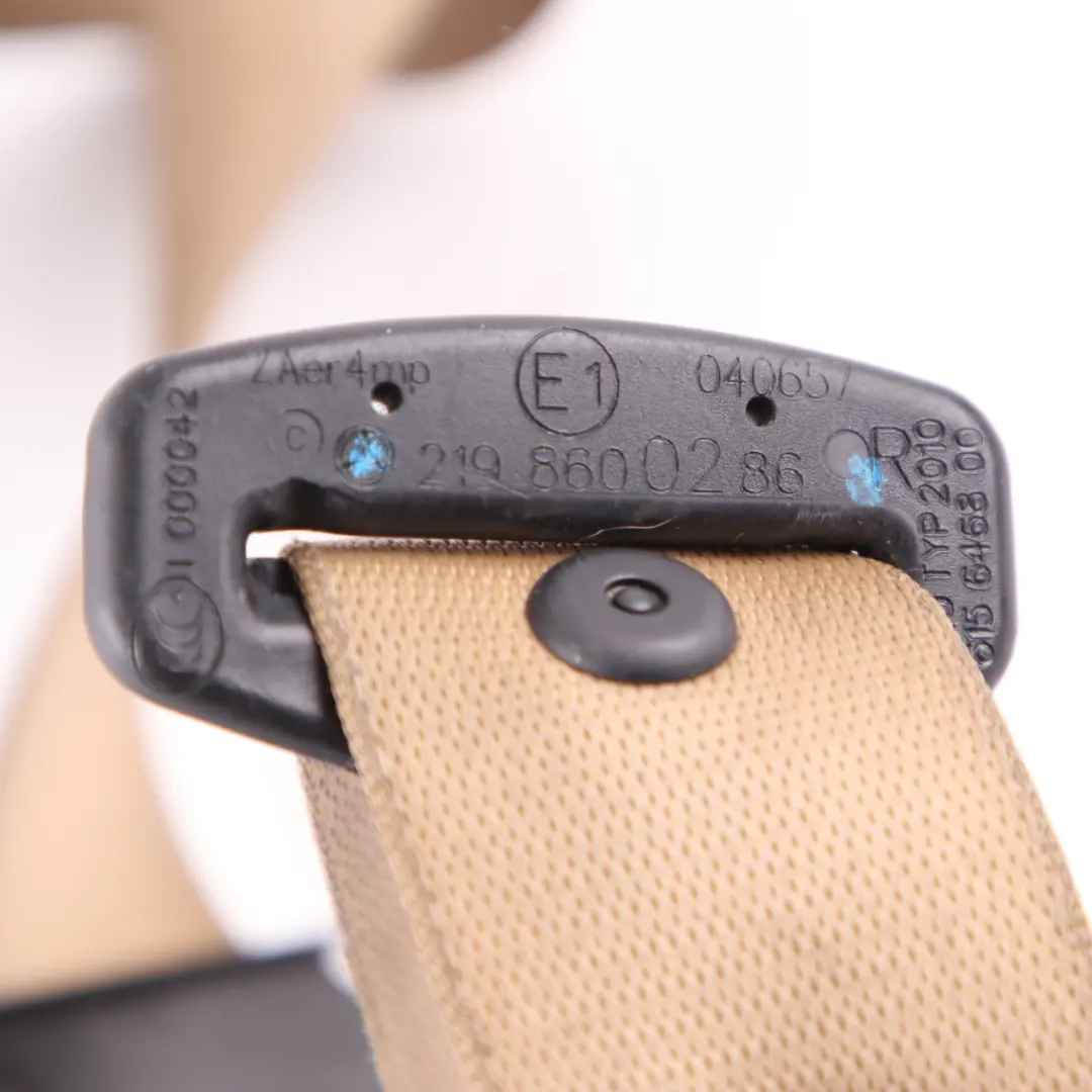 W219 Seat Belt Safety Belt Front Right O/S Seatbelt Beige to Mercedes with Part number A2198600286 Mercedes W219 Seat Belt Safety Belt Front Right O/S Seatbelt Beige - SKU A2198600286 - Part number A2198600286
