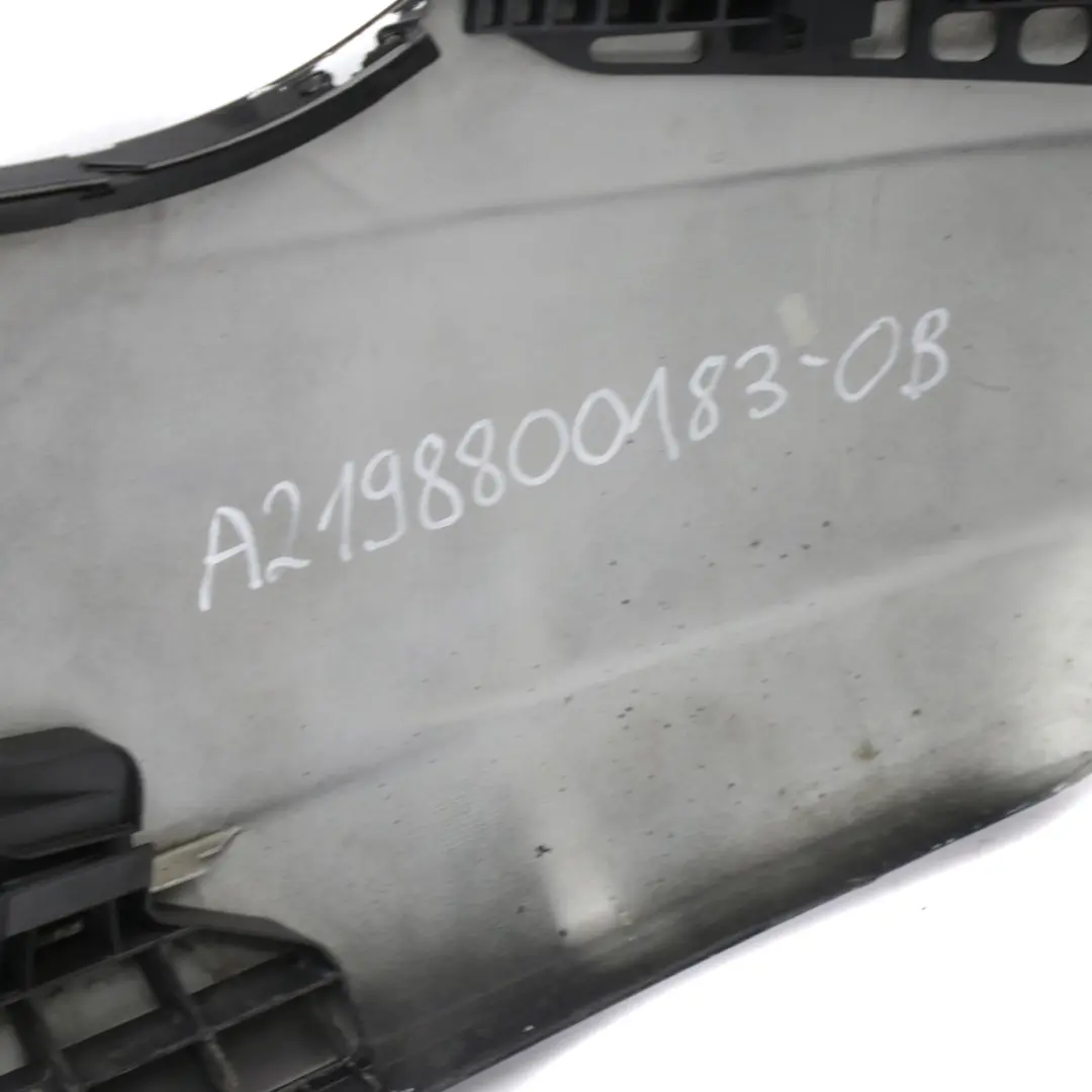 W219 Rear Bumper Trim Panel Covering Obsidian Black Metallic - 197 to Mercedes with Part number A2198800183 Mercedes W219 Rear Bumper Trim Panel Covering Obsidian Black Metallic - 197 - SKU A2198800183-OB - Part number A2198800183