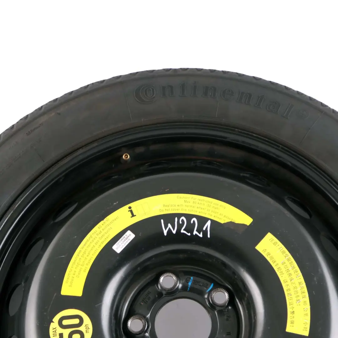 Kompakt Ersatz Rad Stahl R19 Reifen 155/70 für Mercedes W221 mit Teilenummer A2214000202 Mercedes W221 Kompakt Ersatz Rad Stahl R19 Reifen 155/70 - SKU A2214000202 - Teilenummer A2214000202