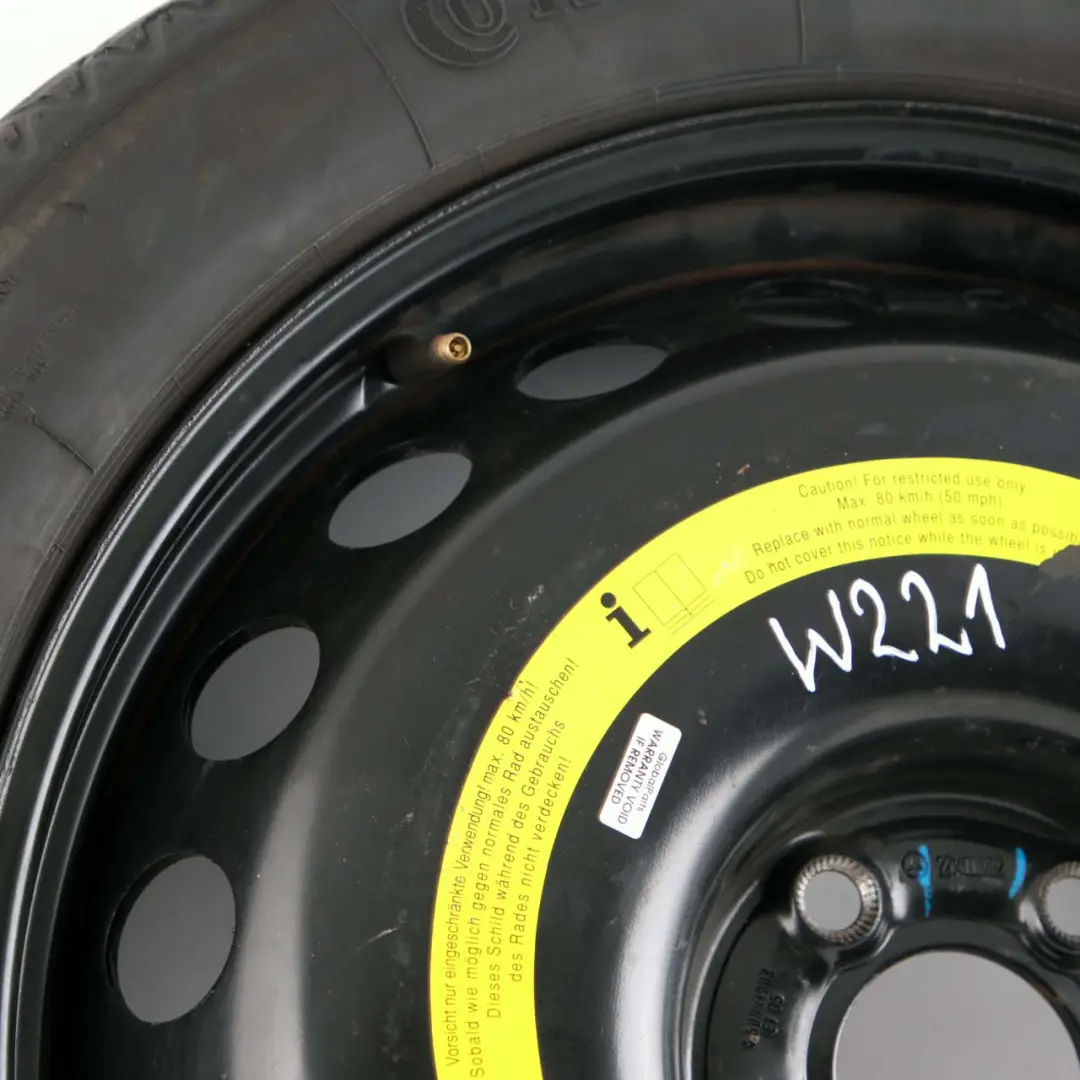 Rueda De Repuesto Mercedes W221 Compact Acero R19 Neumático 155/70 para con número de pieza A2214000202 Rueda De Repuesto Mercedes W221 Compact Acero R19 Neumático 155/70 - SKU A2214000202 - Número de pieza A2214000202