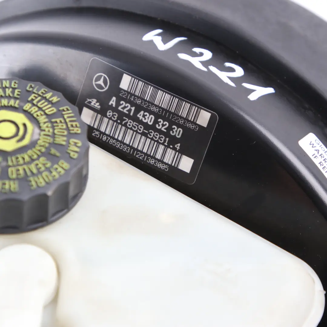 Brake Servo Mercedes W221 Booster Master Cylinder Control Unit to with Part number A2214303230 Brake Servo Mercedes W221 Booster Master Cylinder Control Unit - SKU A2214303230 - Part number A2214303230