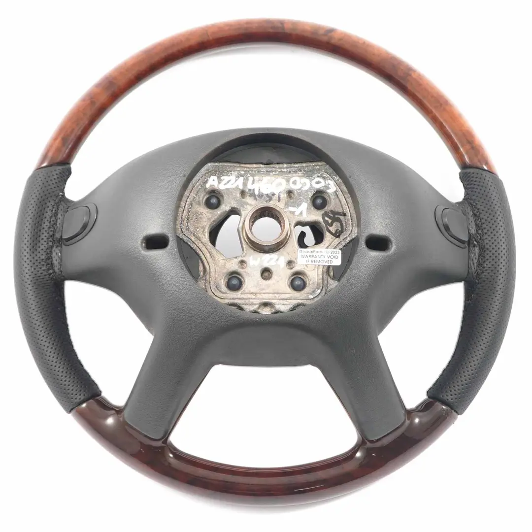 Mercedes C216 W221 NEW Black Leather Steering Wheel Wood Burr Walnut - SKU A2214600303-1 - Part number A2214600303