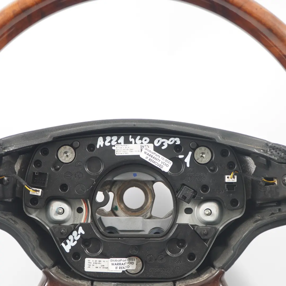 Mercedes C216 W221 NOUVEAU Volant en cuir noir Ronce de noyer - SKU A2214600303-1 - Numéro de pièce A2214600303