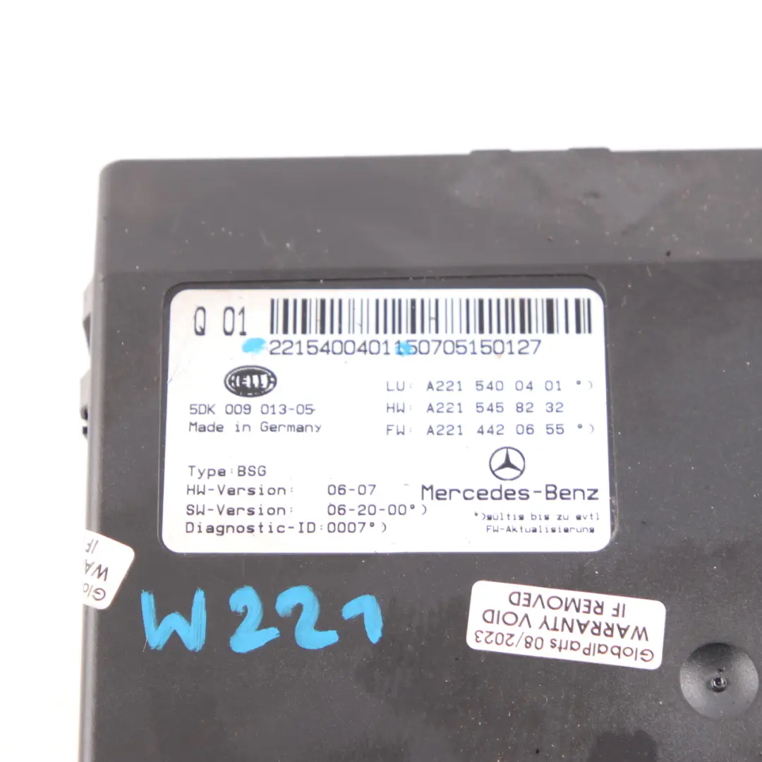 Mercedes W221 Power Supply Battery Control Module Unit - SKU A2215400401 - Part number A2215400401