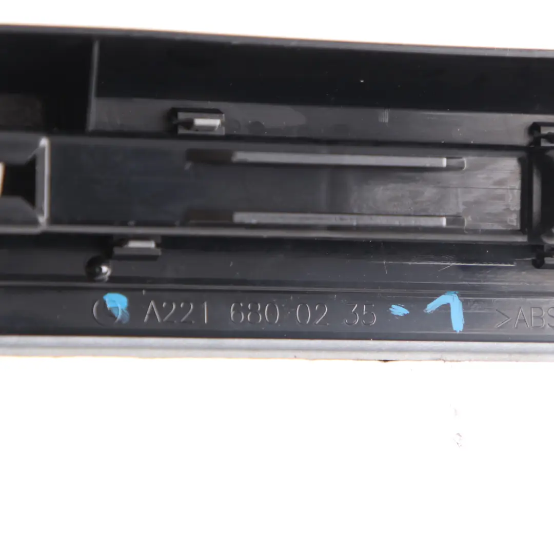 Entrance Covering Strip Front Right O/S Trim Silver to Mercedes W221 with Part number A2216800235 Mercedes W221 Entrance Covering Strip Front Right O/S Trim Silver - SKU A2216800235-1 - Part number A2216800235