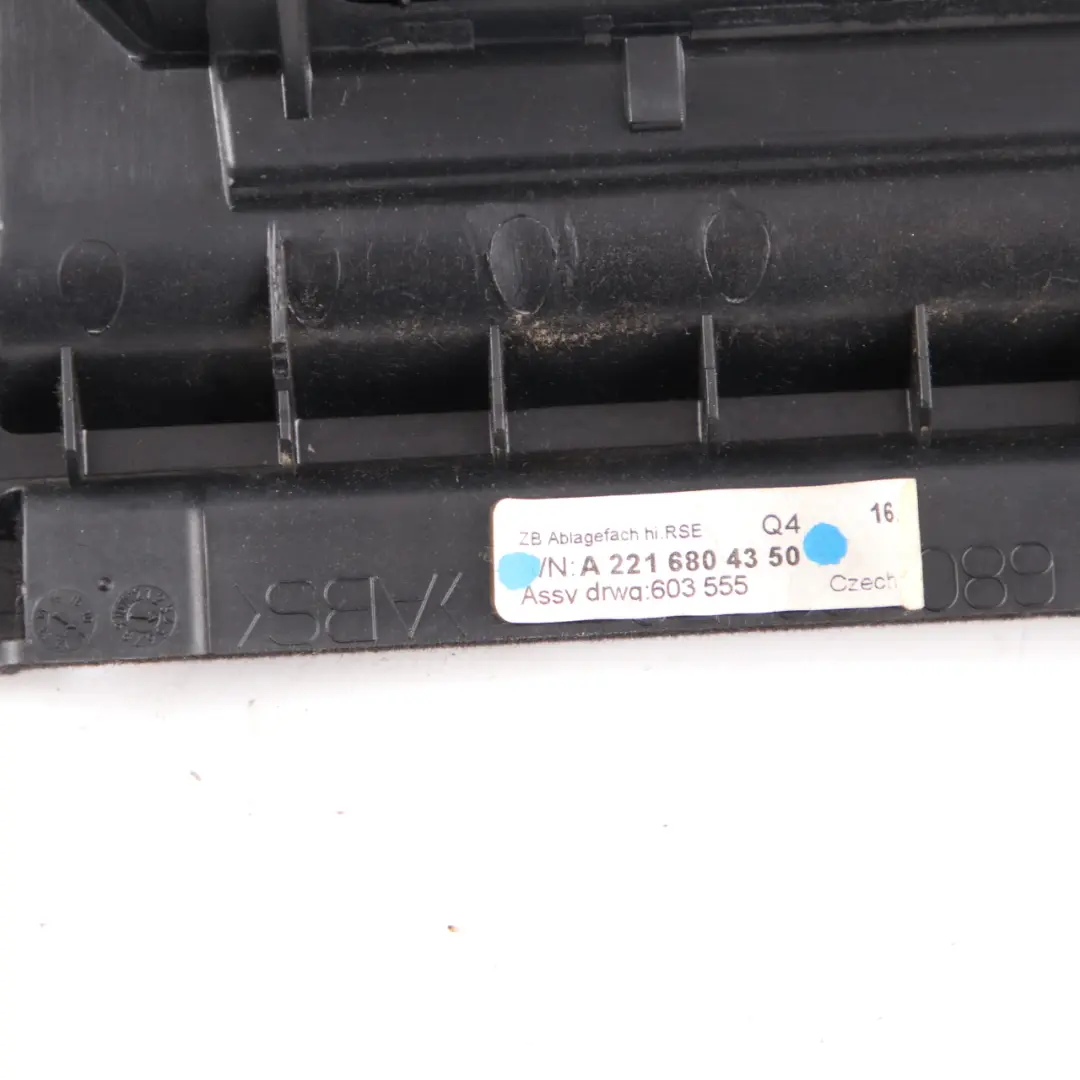 Backrest Armrest Storage Tray Box to Mercedes W221 Rear Seat with Part number A2216804350 Mercedes W221 Rear Seat Backrest Armrest Storage Tray Box - SKU A2216804350 - Part number A2216804350