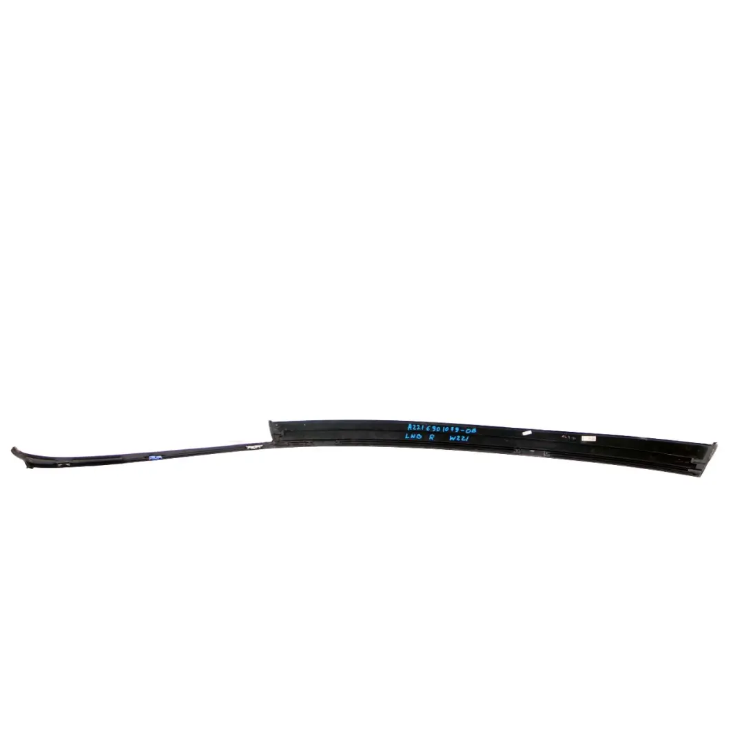 Mercedes Benz S-Class W221 Right O/S Roof Moulding Trim Strip Obsidian Black 197 - SKU A2216901079-OB - Part number A2216901079