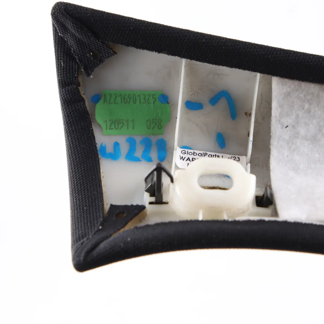 Mercedes W221 A-Pillar Column Trim Cover Front Left N/S Black - SKU A2216901325-1 - Part number A2216901325