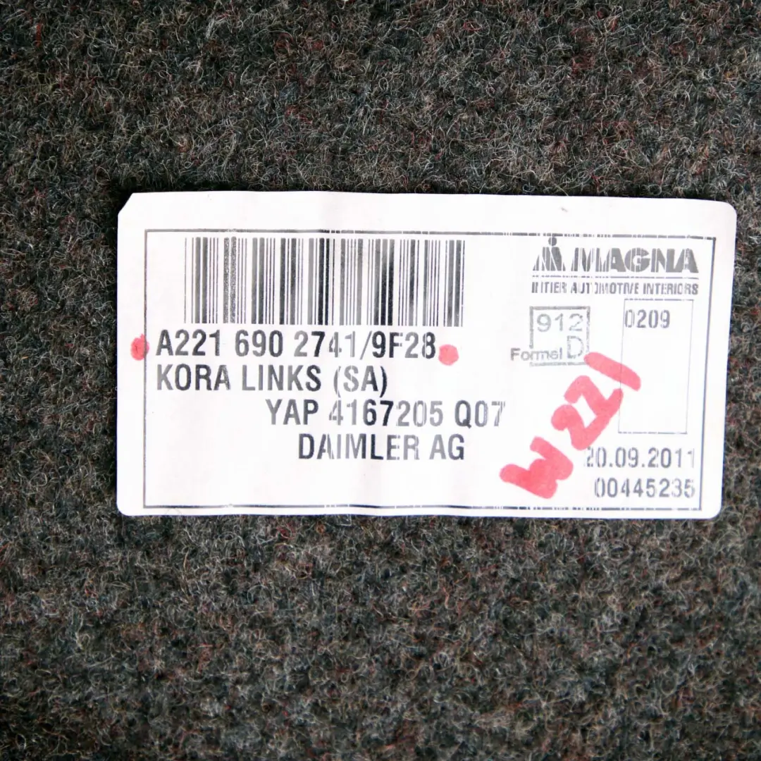 Mercedes-Benz S W221 Rear Boot Trunk Left N/S Interior Trim Panel to with Part number A2216902741 Mercedes-Benz S W221 Rear Boot Trunk Left N/S Interior Trim Panel - SKU A2216902741 - Part number A2216902741