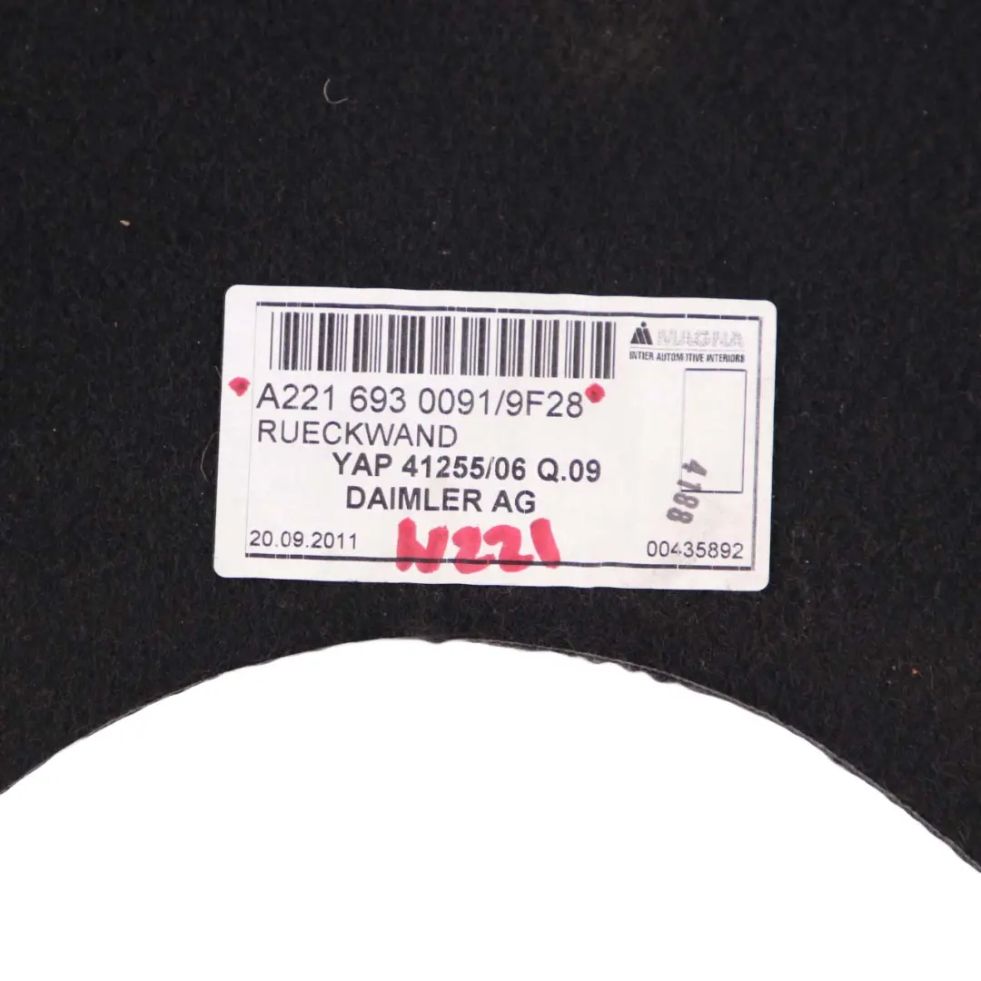 Wykładzina Bagażnika do Mercedes W221 o numerze A2216930091 Mercedes W221 Wykładzina Bagażnika - SKU A2216930091 - Numer Części A2216930091