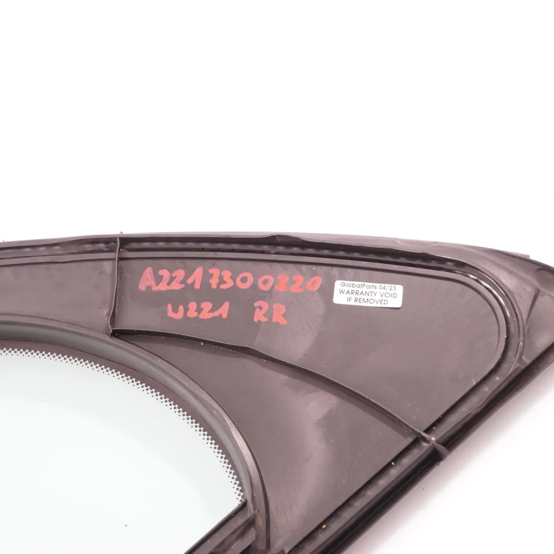 Window Glass Rear Door Right O/S Quarter Green AS2 to Mercedes W221 with Part number A2217300220 Mercedes W221 Window Glass Rear Door Right O/S Quarter Green AS2 - SKU A2217300220 - Part number A2217300220
