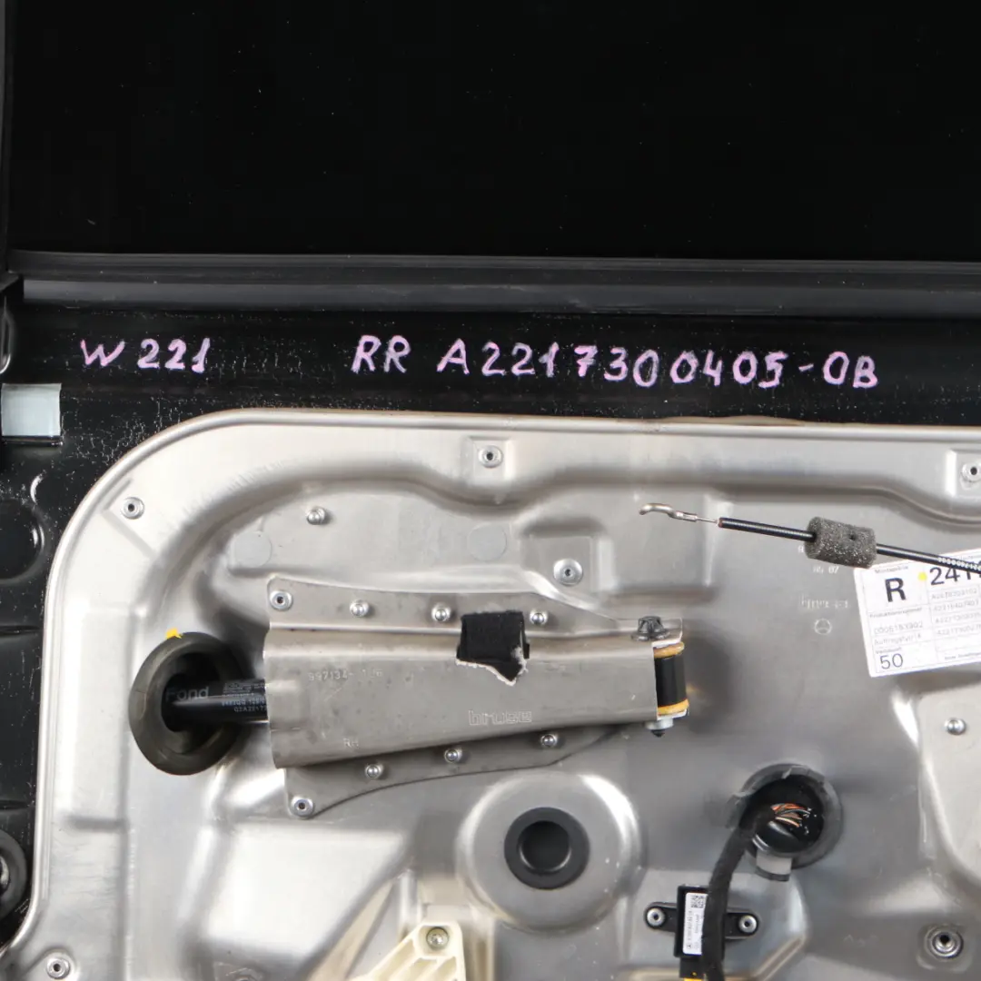 Right Door O/S S-Class Obsidian Black Metallic 197 to Mercedes W221 Rear with Part number A2217300405 Mercedes W221 Rear Right Door O/S S-Class Obsidian Black Metallic 197 - SKU A2217300405-OB - Part number A2217300405