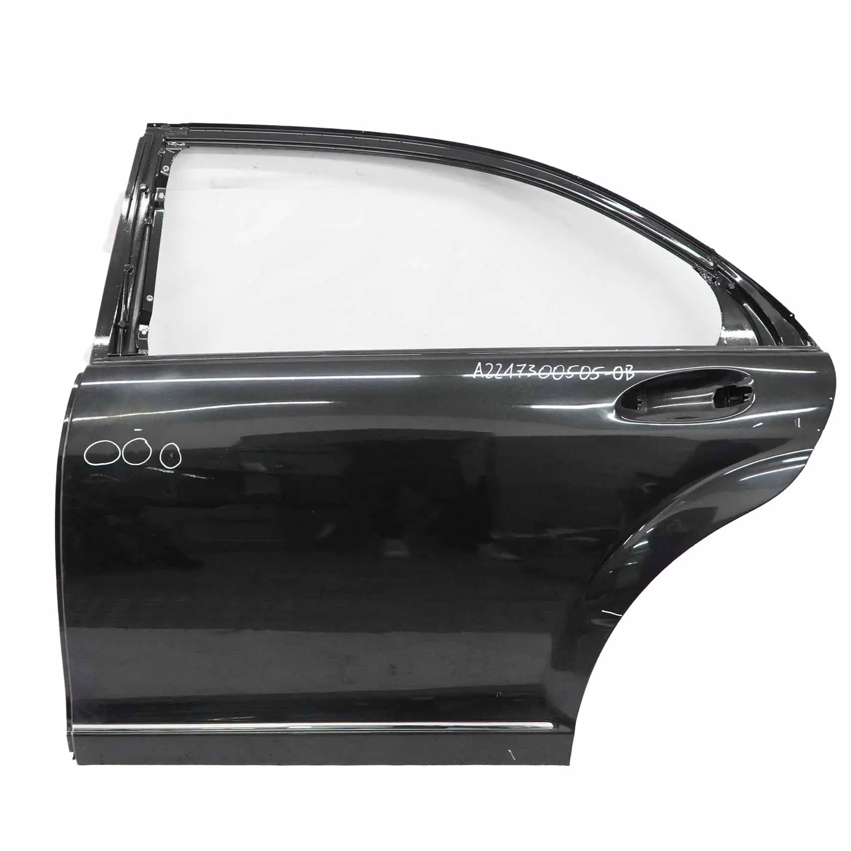 Mercedes-Benz S-Class W221 Long Rear Left Door N/S Obsidian Black Metallic - 197
