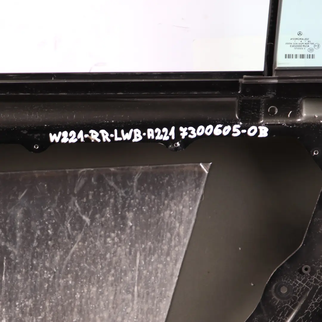 Mercedes-Benz S-Class W221 Long Rear Right Door O/S Obsidian Black Metallic 197 to with Part number A2217300605 Mercedes-Benz S-Class W221 Long Rear Right Door O/S Obsidian Black Metallic 197 - SKU A2217300605-OB - Part number A2217300605
