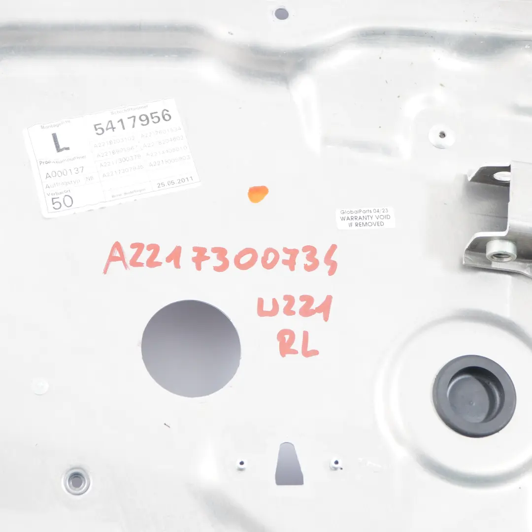 Mercedes W221 Lève vitre Mécanisme Porte Arrière Gauche - SKU A2217300779 - Numéro de pièce A2217300779