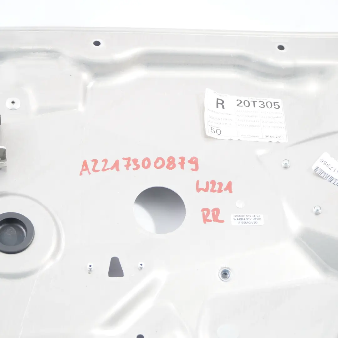 Elevalunas Mecanismo Elevador Puerta Trasera Derecha para Mercedes W221 con número de pieza A2217300879 Mercedes W221 Elevalunas Mecanismo Elevador Puerta Trasera Derecha - SKU A2217300879 - Número de pieza A2217300879