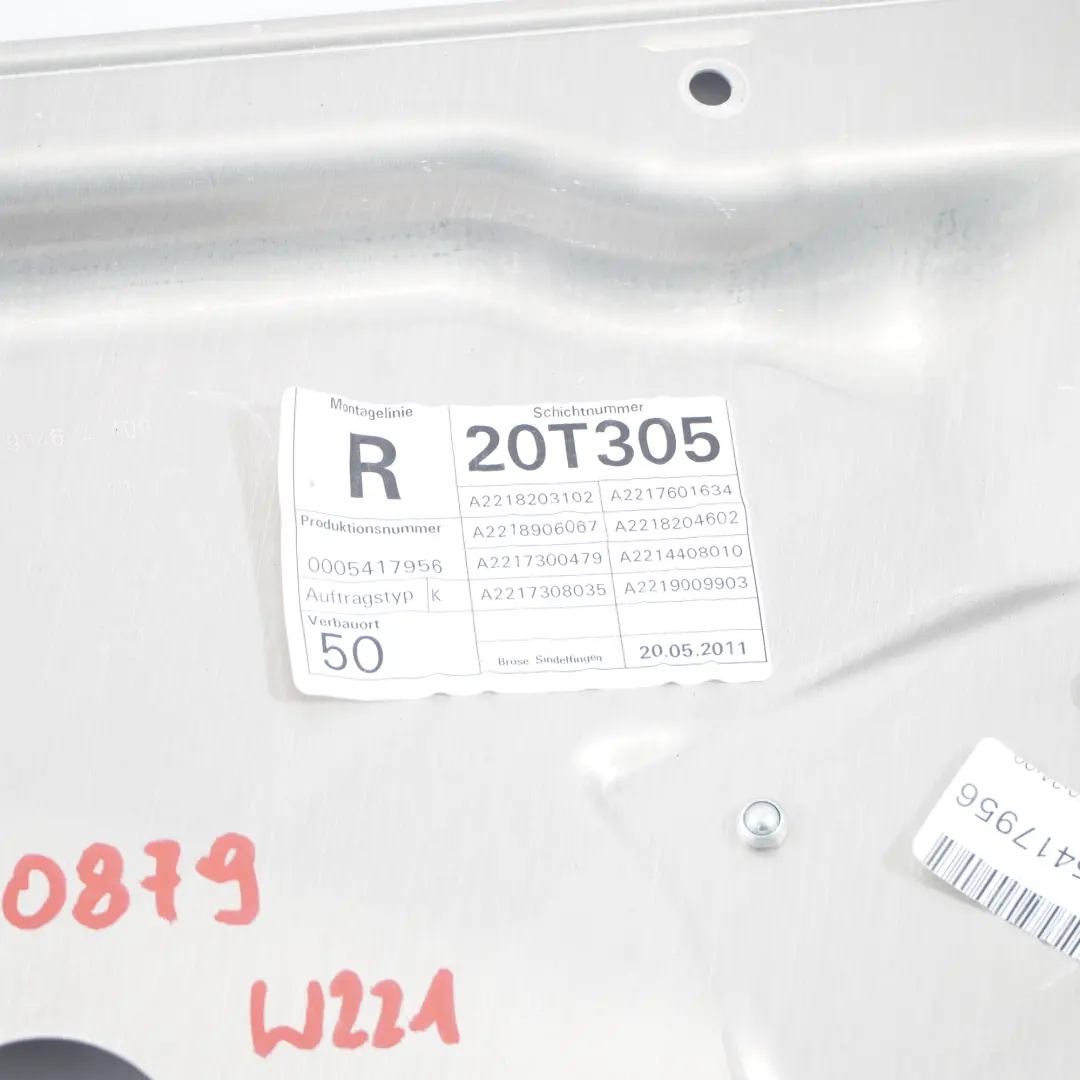 Mercedes W221 Elevalunas Mecanismo Elevador Puerta Trasera Derecha - SKU A2217300879 - Número de pieza A2217300879