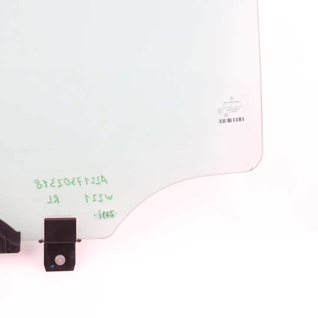 Mercedes W221 Window Glass Rear Door Left N/S Glazing Green AS2 - SKU A2217302318 - Part number A2217302318