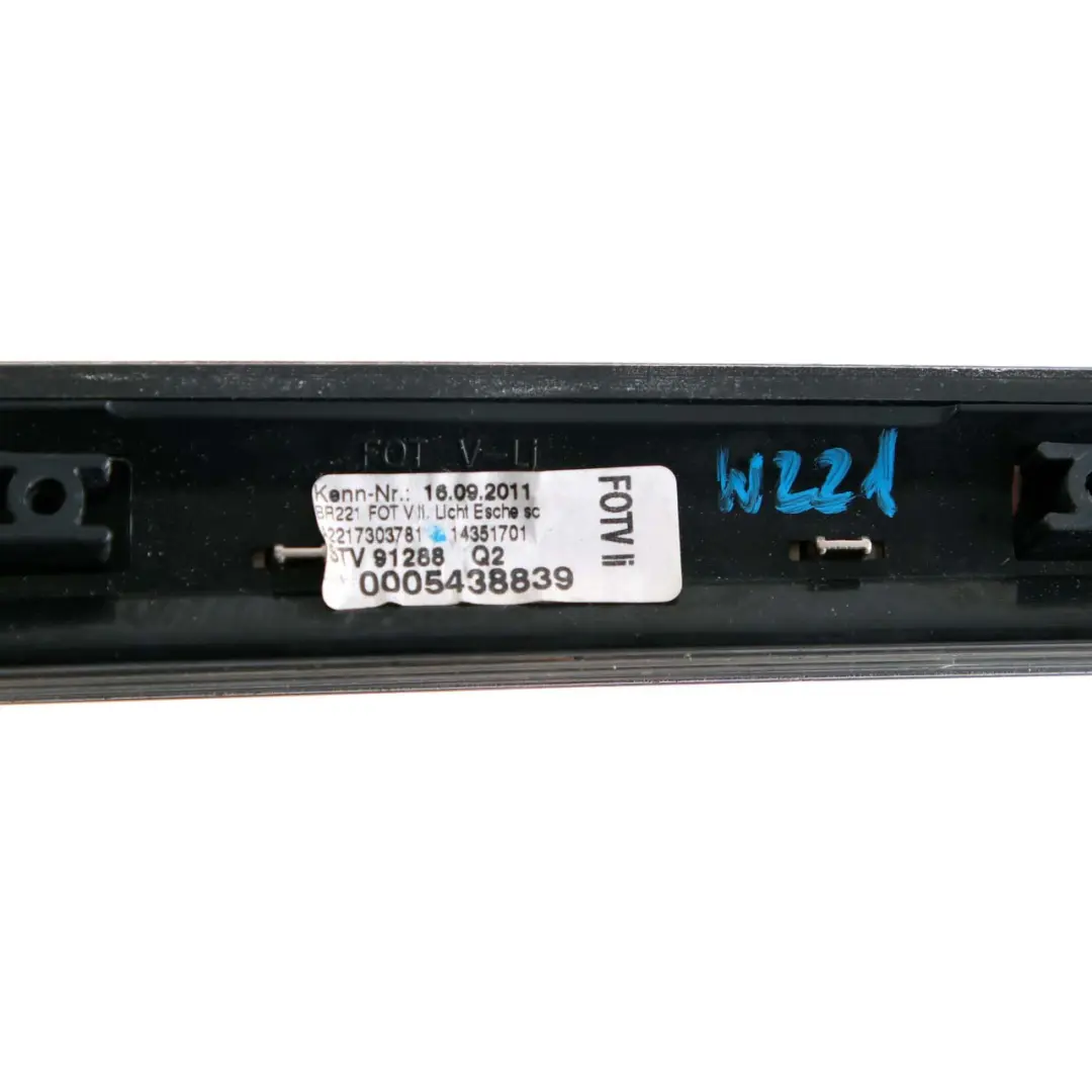 Mercedes-Benz S-Class W221 Rear Left N/S Door Top Trim Strip Molding to with Part number A2217303781 Mercedes-Benz S-Class W221 Rear Left N/S Door Top Trim Strip Molding - SKU A2217303781 - Part number A2217303781