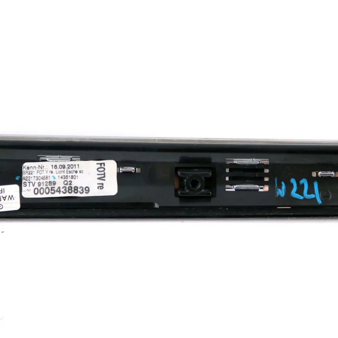 Mercedes-Benz S W221 Rear Right O/S Door Top Trim Strip Molding to with Part number A2217304581 Mercedes-Benz S W221 Rear Right O/S Door Top Trim Strip Molding - SKU A2217304581 - Part number A2217304581