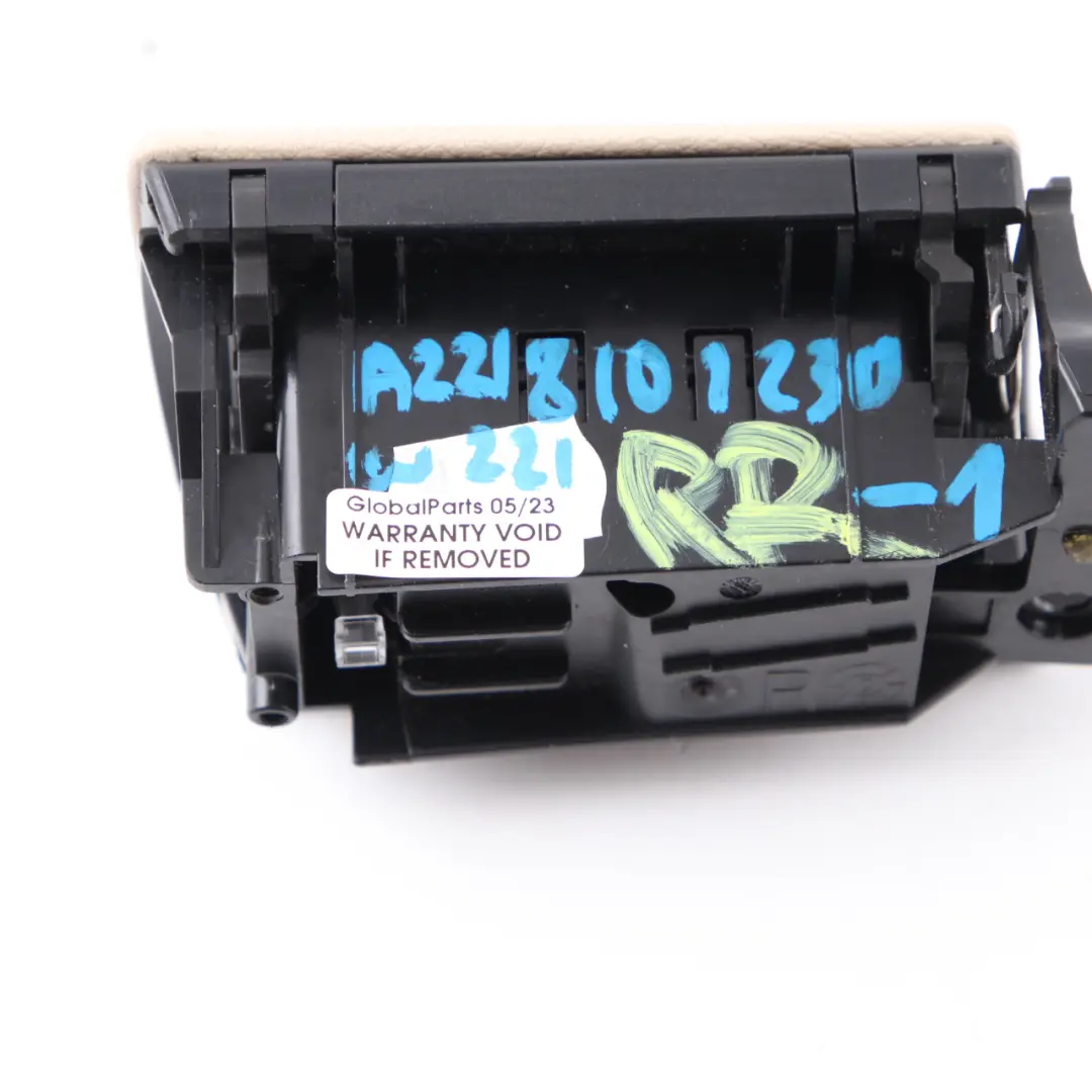 Mercedes W221 Door Card Ashtray Rear Right O/S Trim Cover Panel Leather Beige - SKU A2218101230-1 - Part number A2218101230