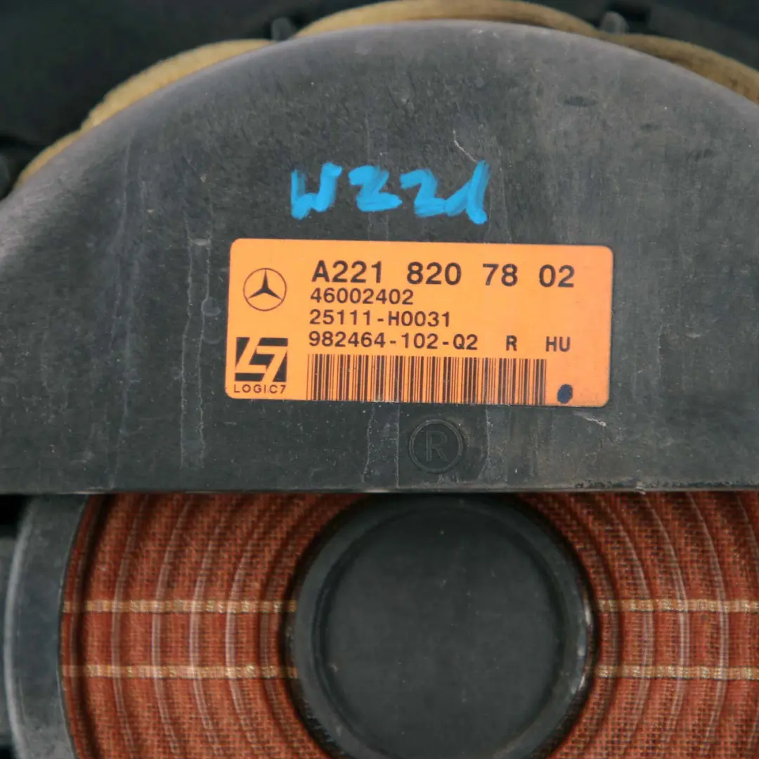 Front Right O/S Door Bottom Speaker LOGIC7 to Mercedes W221 with Part number A2218207802 Mercedes W221 Front Right O/S Door Bottom Speaker LOGIC7 - SKU A2218207802 - Part number A2218207802