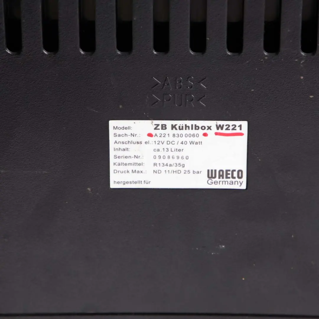  Mercedes-Benz S W221 Rear Seat Bench Refrigerator Fridge Coolbox - SKU A2218300060 - Part number A2218300060