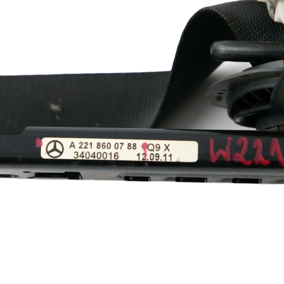 Mercedes-Benz S-Class W221 Front Left N/S Safety Seat Belt Black to with Part number A2218600788 Mercedes-Benz S-Class W221 Front Left N/S Safety Seat Belt Black - SKU A2218600788 - Part number A2218600788