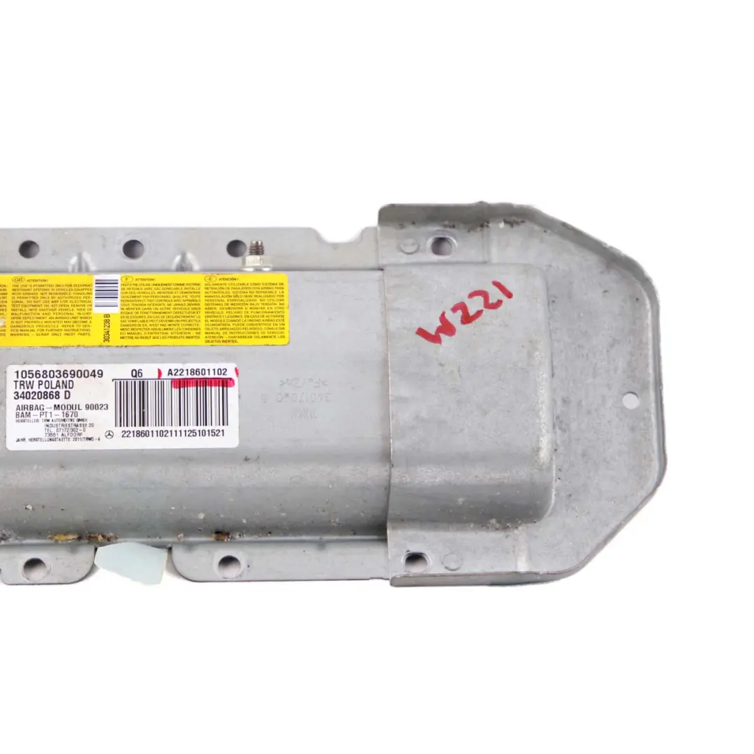 Mercedes-Benz S-Class W221 Driver's Side Front Dashboard Knee Airbag to with Part number A2218601102 Mercedes-Benz S-Class W221 Driver's Side Front Dashboard Knee Airbag - SKU A2218601102 - Part number A2218601102