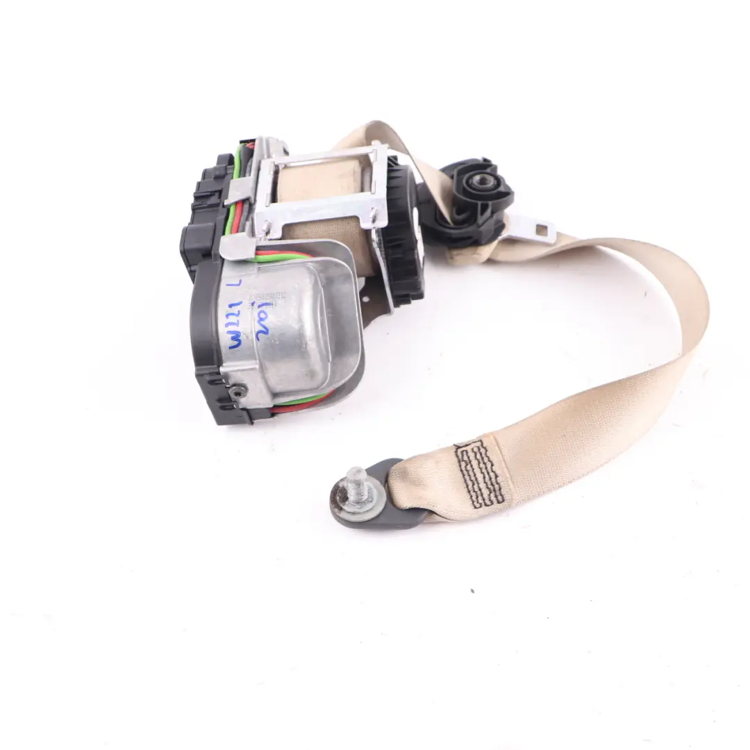 Seatbelt Front Left N/S Safety Seat Belt Beige to Mercedes W221 with Part number A2218603185 Mercedes W221 Seatbelt Front Left N/S Safety Seat Belt Beige - SKU A2218603185 - Part number A2218603185