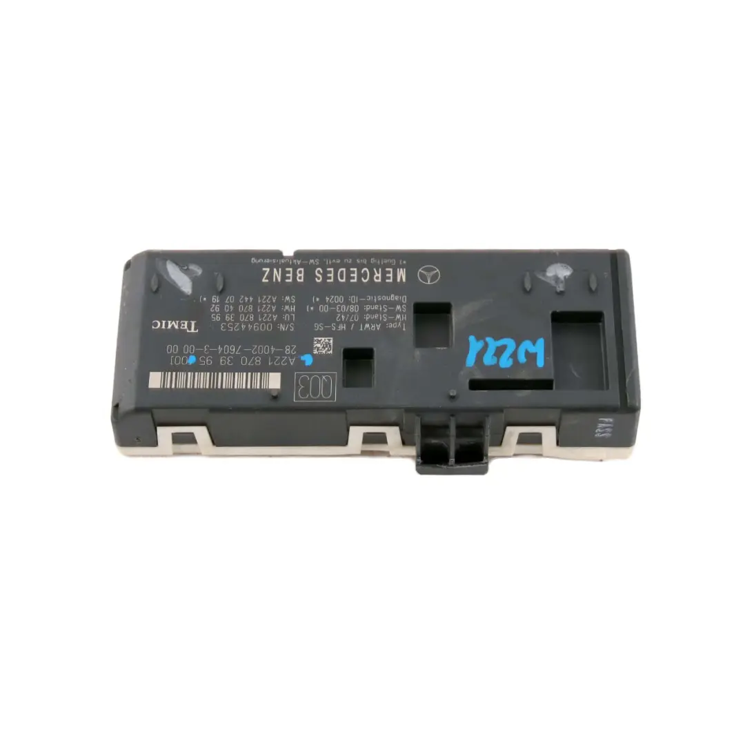  Mercedes-Benz S-Class W221 Remote Trunk Closing Control Unit Module - SKU A2218703995 - Part number A2218703995