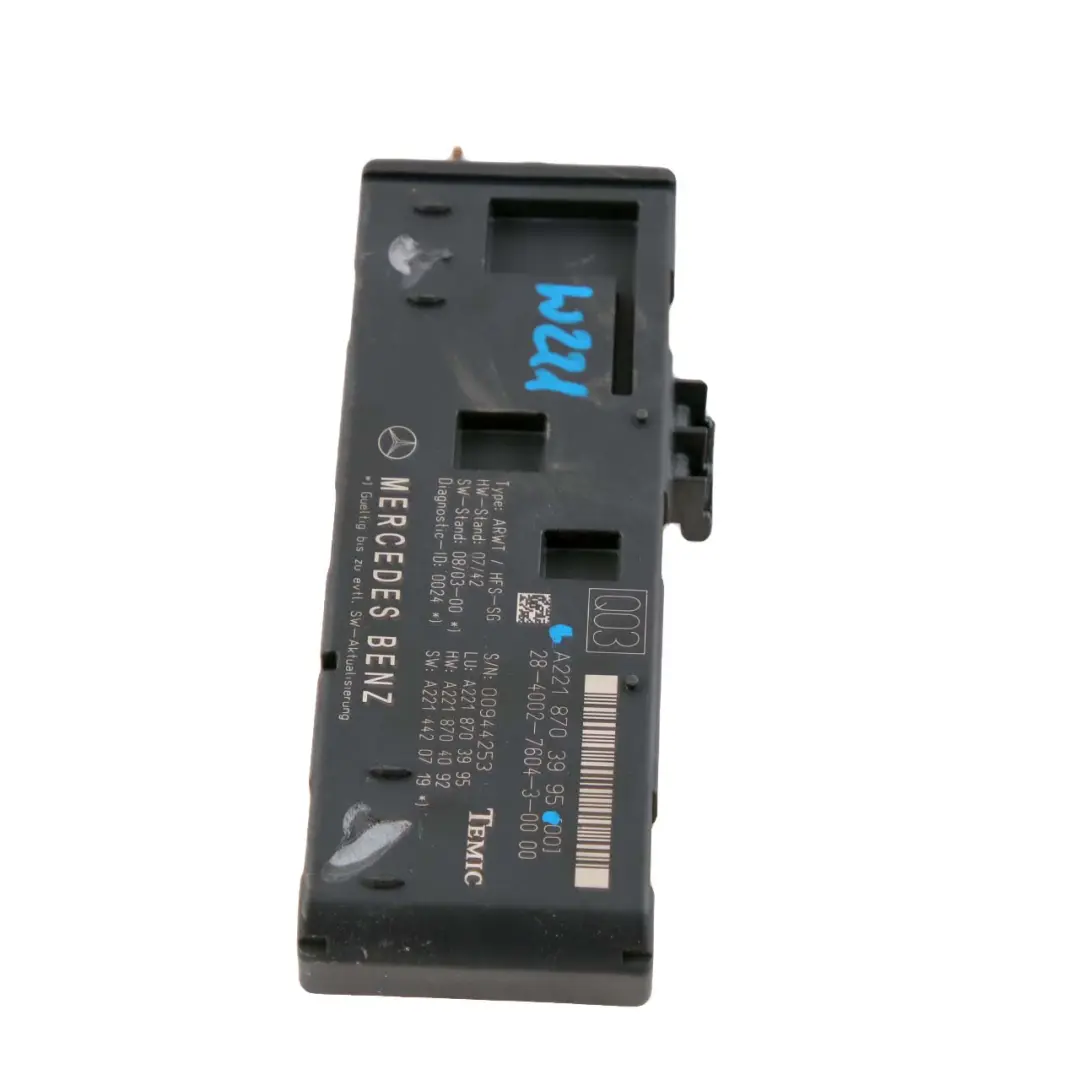 Mercedes-Benz S-Class W221 Remote Trunk Closing Control Unit Module to with Part number A2218703995 Mercedes-Benz S-Class W221 Remote Trunk Closing Control Unit Module - SKU A2218703995 - Part number A2218703995
