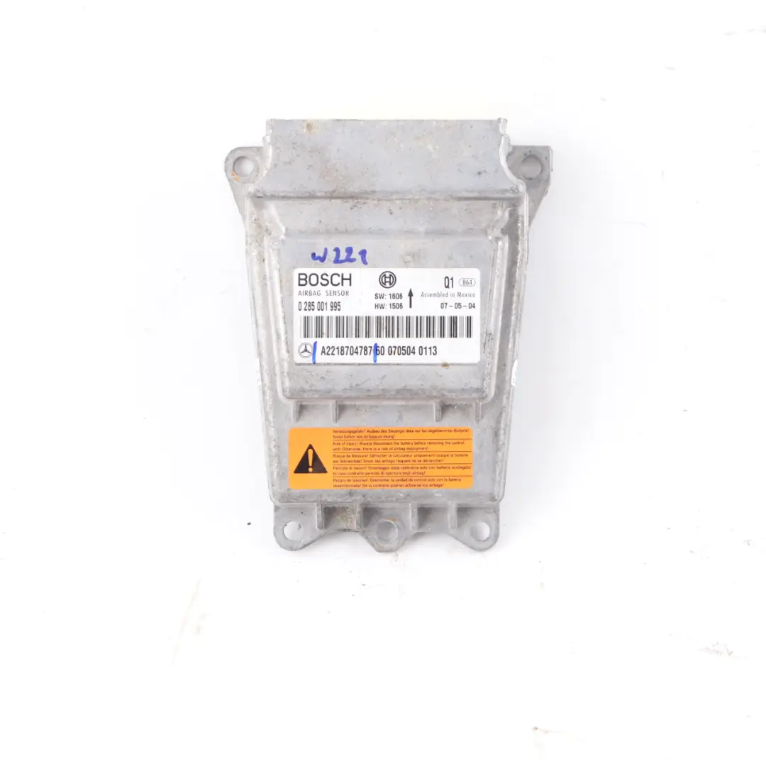 Airbag Module Control Unit SRS Sensor ECU Bosch to Mercedes W221 with Part number A2218704787 Mercedes W221 Airbag Module Control Unit SRS Sensor ECU Bosch - SKU A2218704787 - Part number A2218704787