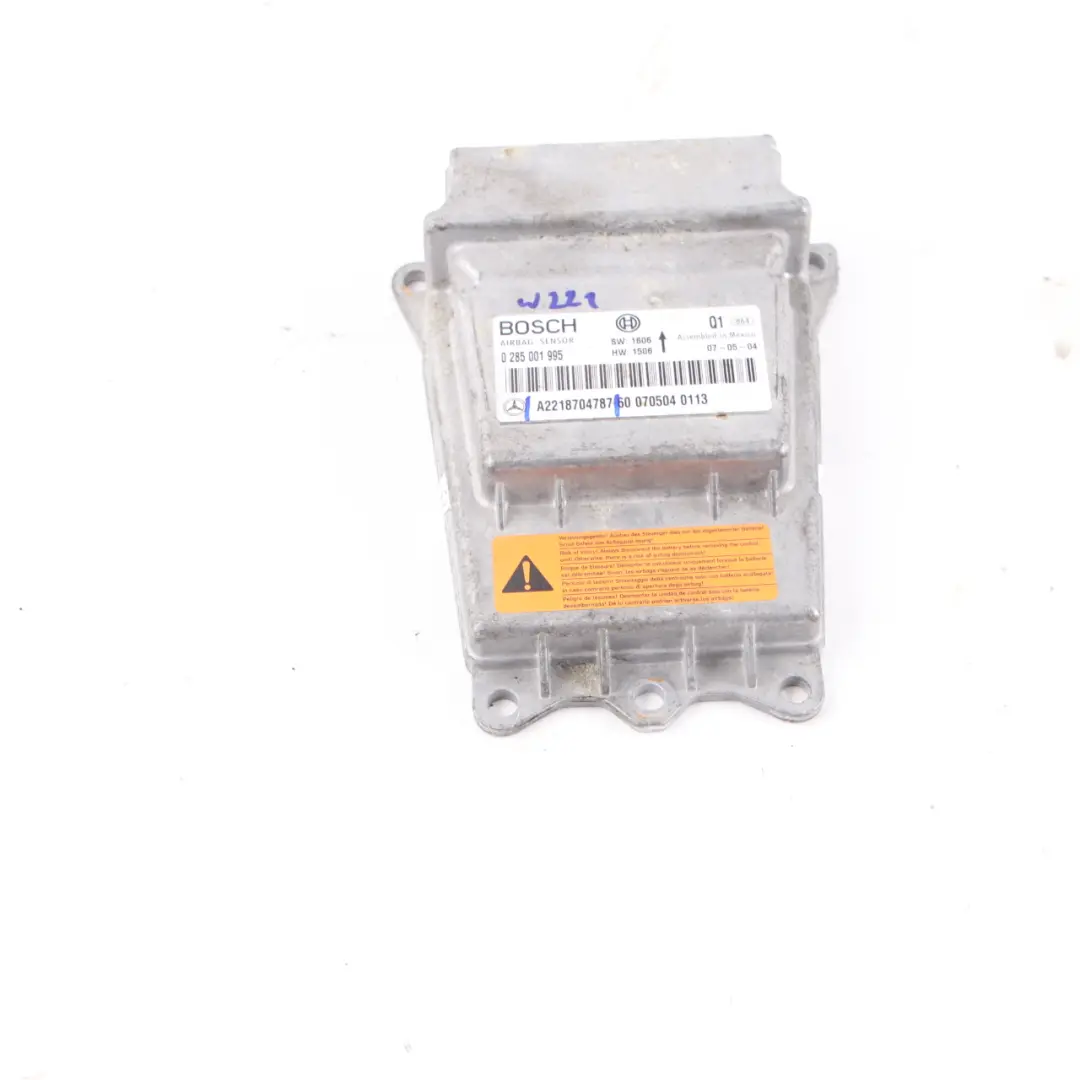 Airbag Module Control Unit SRS Sensor ECU Bosch to Mercedes W221 with Part number A2218704787 Mercedes W221 Airbag Module Control Unit SRS Sensor ECU Bosch - SKU A2218704787 - Part number A2218704787