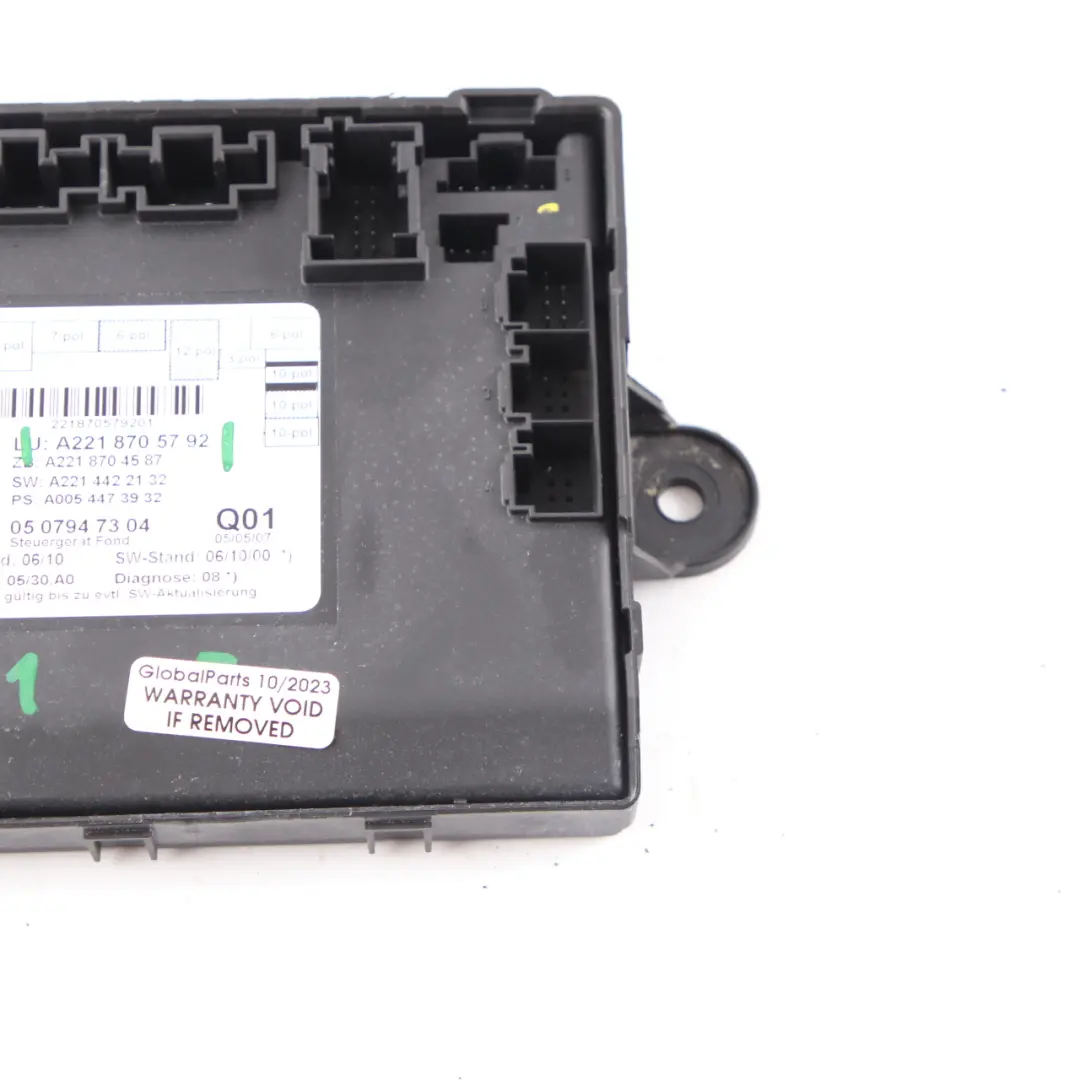 Door Module Rear Left N/S Control Unit ECU to Mercedes W221 with Part number A2218705792 Mercedes W221 Door Module Rear Left N/S Control Unit ECU - SKU A2218705792 - Part number A2218705792