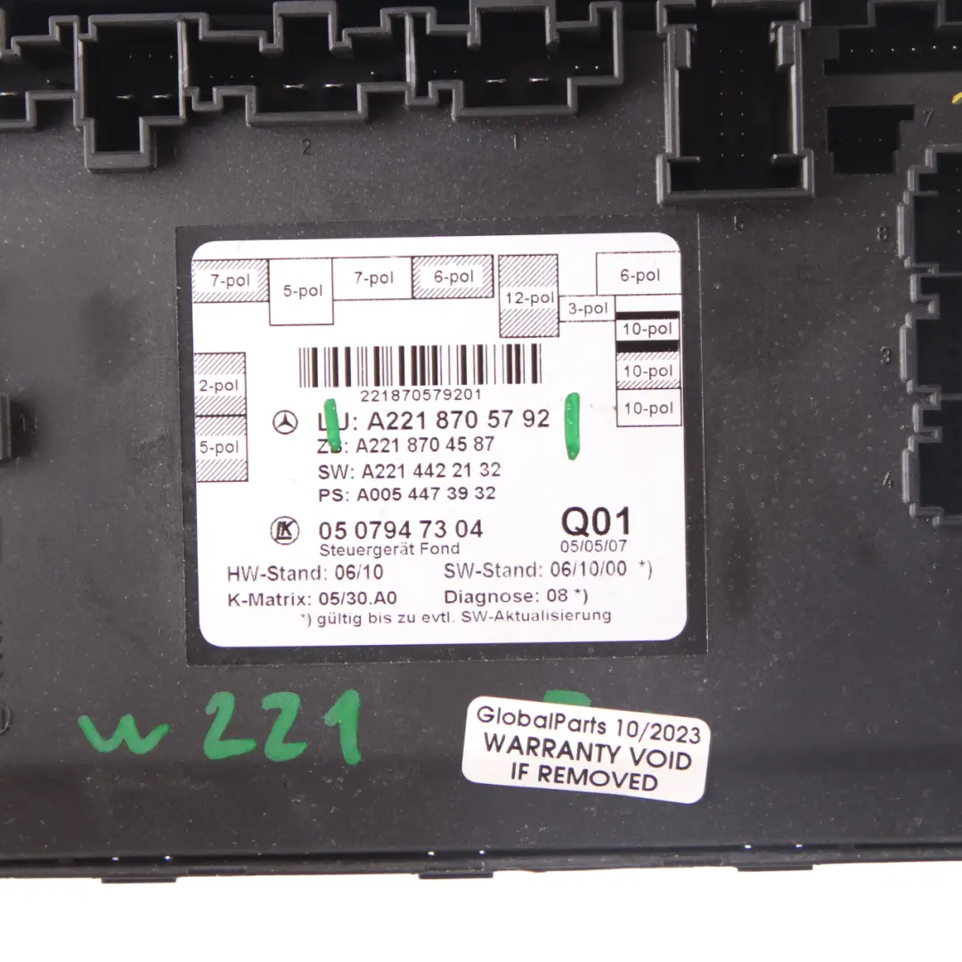 Mercedes W221 Door Module Rear Left N/S Control Unit ECU - SKU A2218705792 - Part number A2218705792