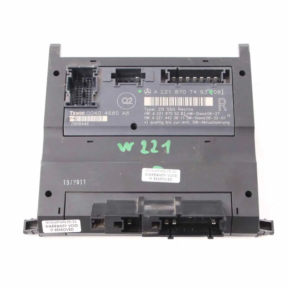 Module Commande Siège Avant Droit pour Mercedes W221 à propos du numéro de pièce A2218707493 Mercedes W221 Module Commande Siège Avant Droit - SKU A2218707493 - Numéro de pièce A2218707493