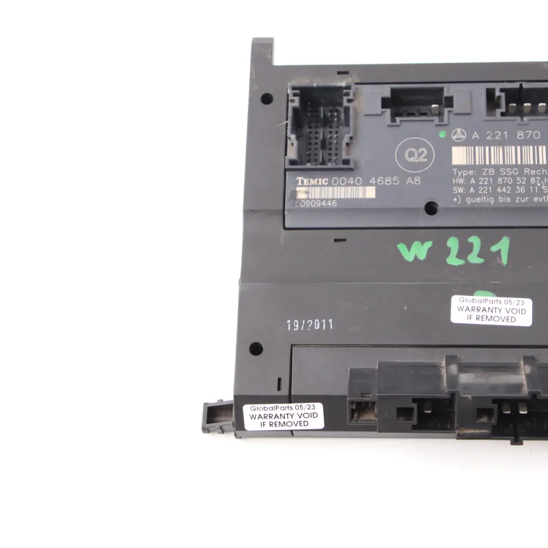 Sitz Steuermodul Vorne Rechts für Mercedes W221 mit Teilenummer A2218707493 Mercedes W221 Sitz Steuermodul Vorne Rechts - SKU A2218707493 - Teilenummer A2218707493