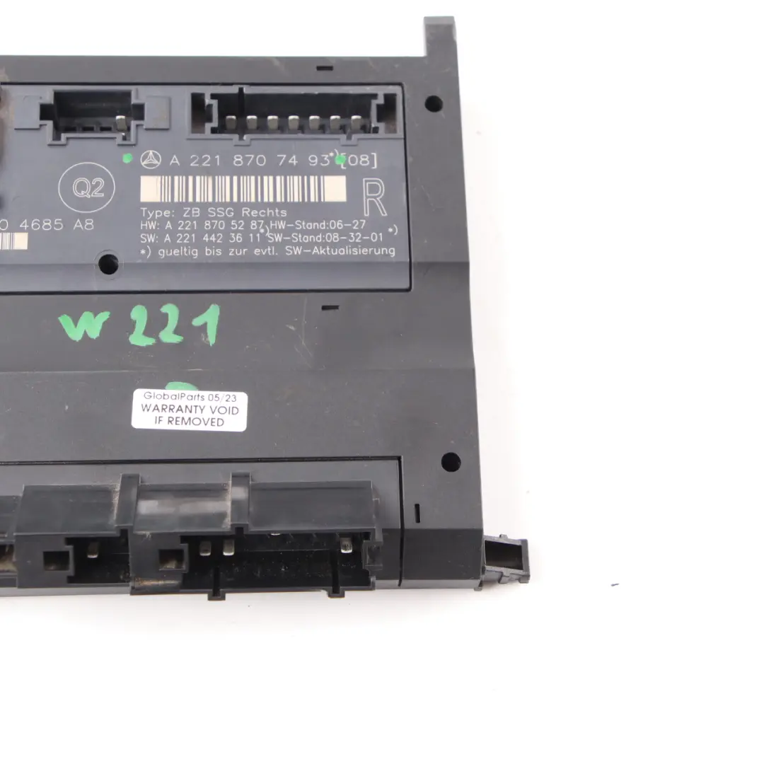Mercedes W221 Seat Control Module Front Right O/S - SKU A2218707493 - Part number A2218707493