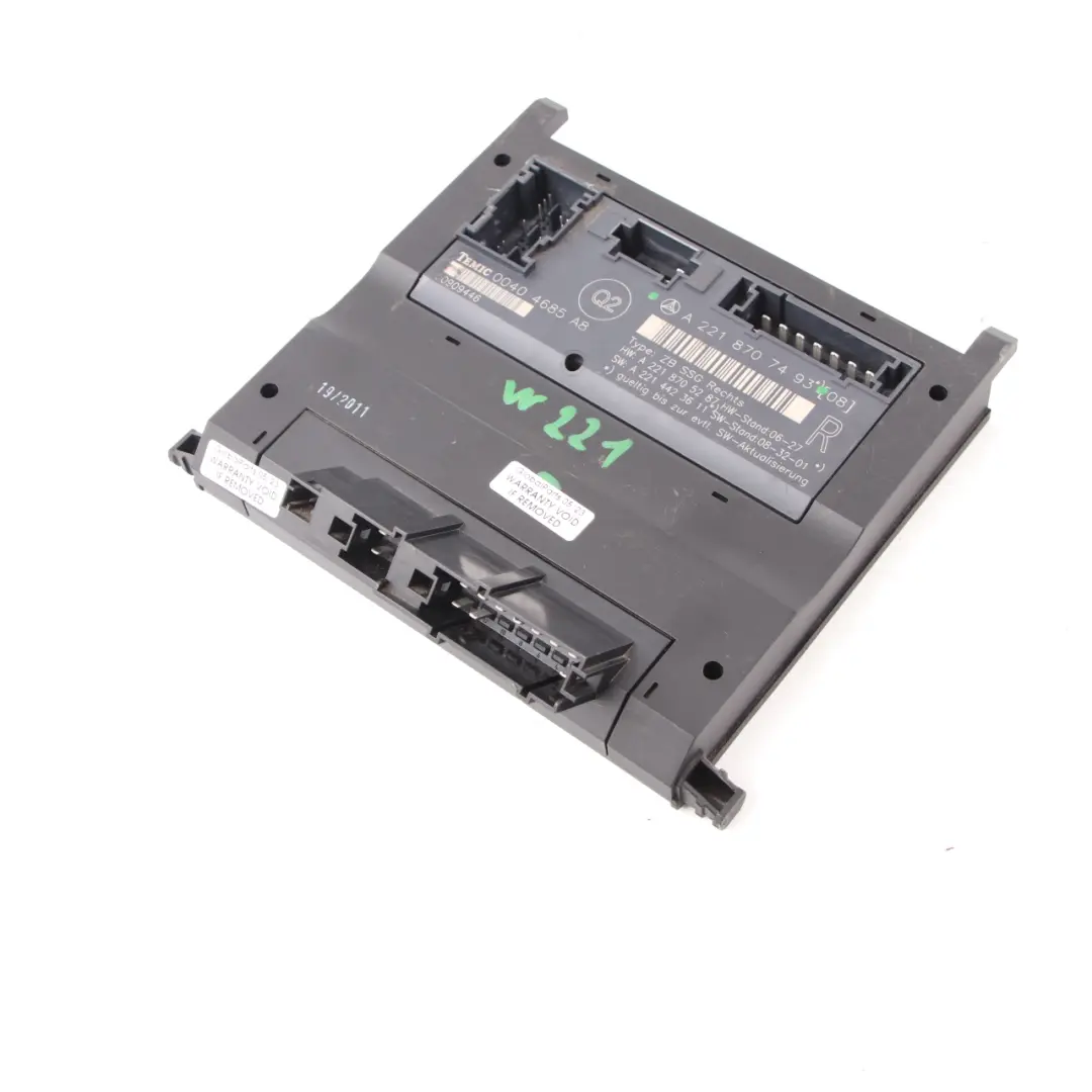 Control Module Front Right O/S to Mercedes W221 Seat with Part number A2218707493 Mercedes W221 Seat Control Module Front Right O/S - SKU A2218707493 - Part number A2218707493