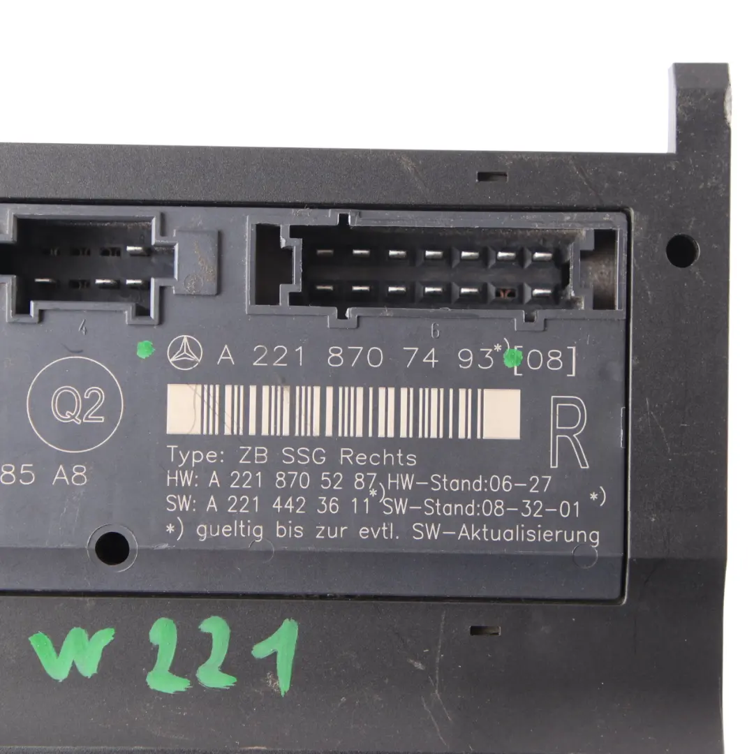 Control Module Front Right O/S to Mercedes W221 Seat with Part number A2218707493 Mercedes W221 Seat Control Module Front Right O/S - SKU A2218707493 - Part number A2218707493