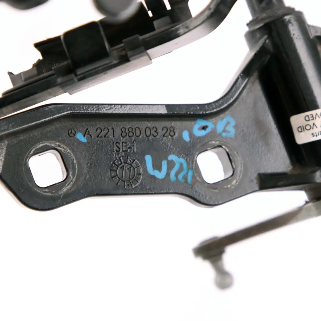 Mercedes W221 Capó Bisagra Izquierda Negro Obsidiana Metalizado 197 - SKU A2218800328-OB - Número de pieza A2218800328