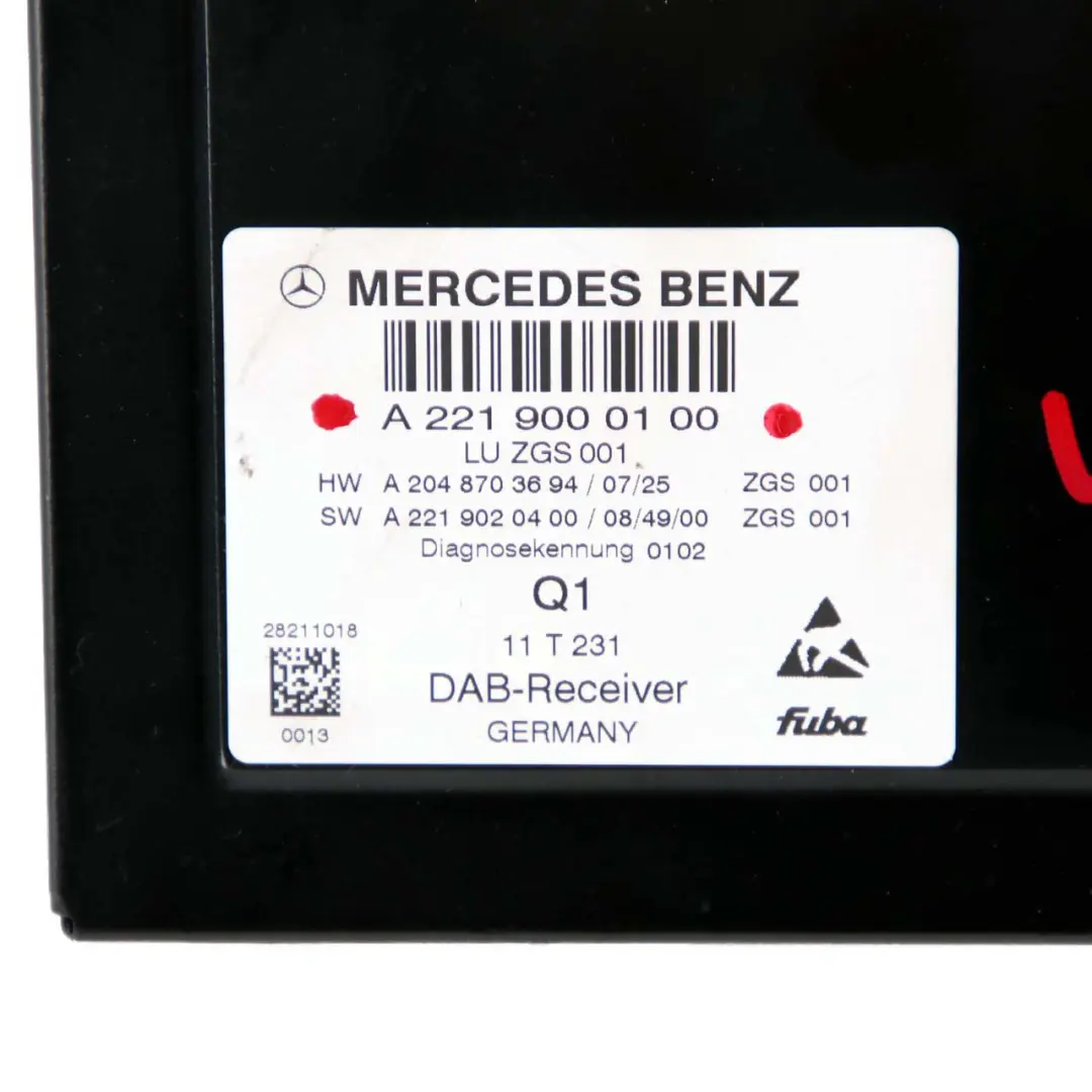 Mercedes W221 Digital Audio DAB Receiver Control Unit Module - SKU A2219000100 - Part number A2219000100