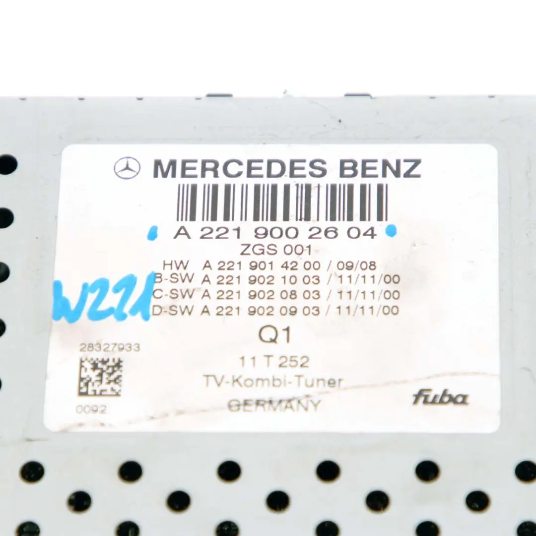 Mercedes-Benz S-Class W221 TV Tuner Receiver Control Unit Module to with Part number A2219002604 Mercedes-Benz S-Class W221 TV Tuner Receiver Control Unit Module - SKU A2219002604 - Part number A2219002604