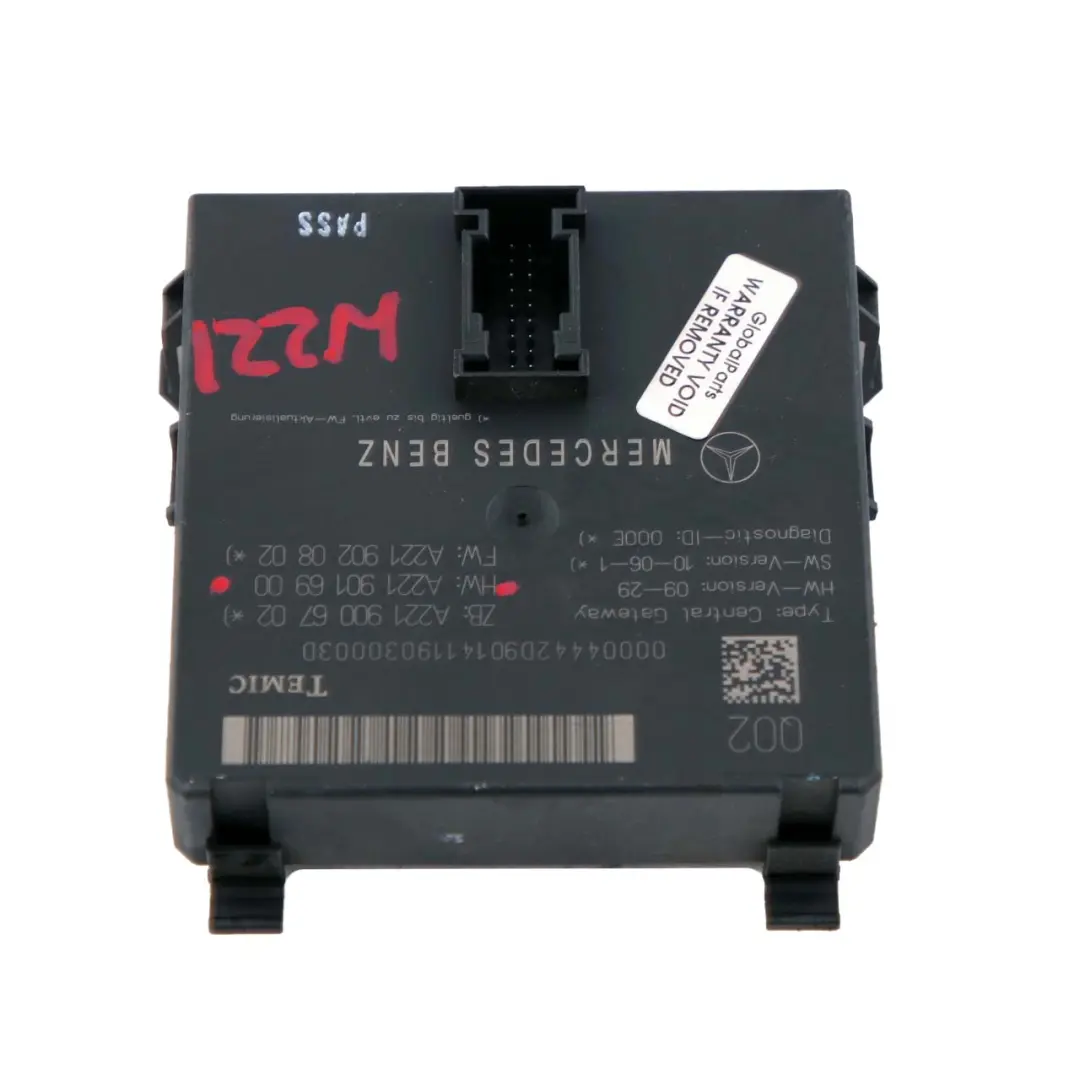 W216 W221 Modulo unità di controllo gateway centrale VST per Mercedes con numero di parte A2219006702 Mercedes W216 W221 Modulo unità di controllo gateway centrale VST - SKU A2219006702 - Numero di parte A2219006702