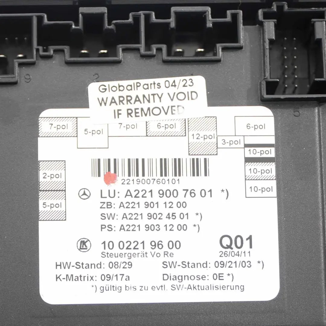 Front Door Module Right O/S Control Unit ECU to Mercedes W221 with Part number A2219007601 Mercedes W221 Front Door Module Right O/S Control Unit ECU - SKU A2219007601 - Part number A2219007601
