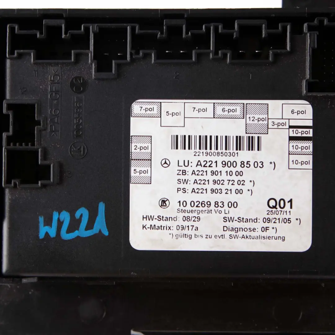Mercedes-Benz S-Class W221 Front Left Door N/S Control Unit Module to with Part number A2219008503 Mercedes-Benz S-Class W221 Front Left Door N/S Control Unit Module - SKU A2219008503 - Part number A2219008503